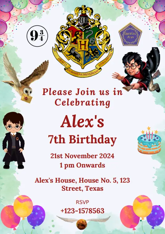 Harry Potter Birthday digital invitaiton