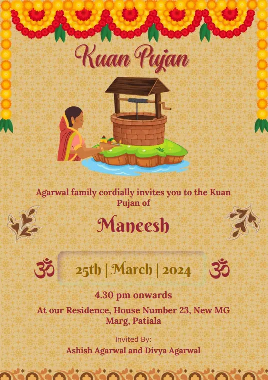 Kuan Pujan Invitation card online
