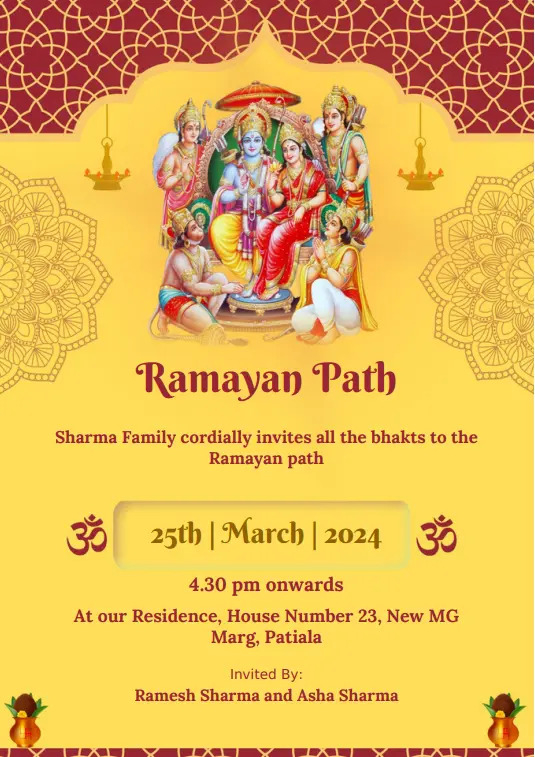 Ramayan path invitation