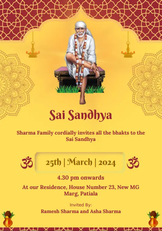 Sai Sandhya Invitation card beautiful template