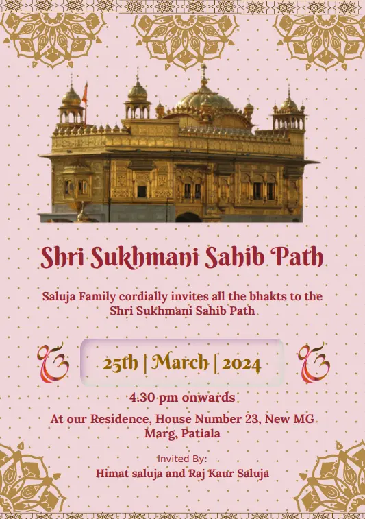 Sukhmani sahib path invitation