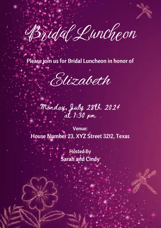 Bridal Luncheon Invitation template