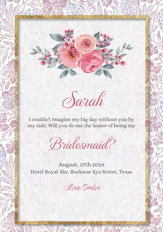 Bridesmaid Invitation Template