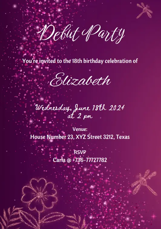 Debut Invitation Card template online