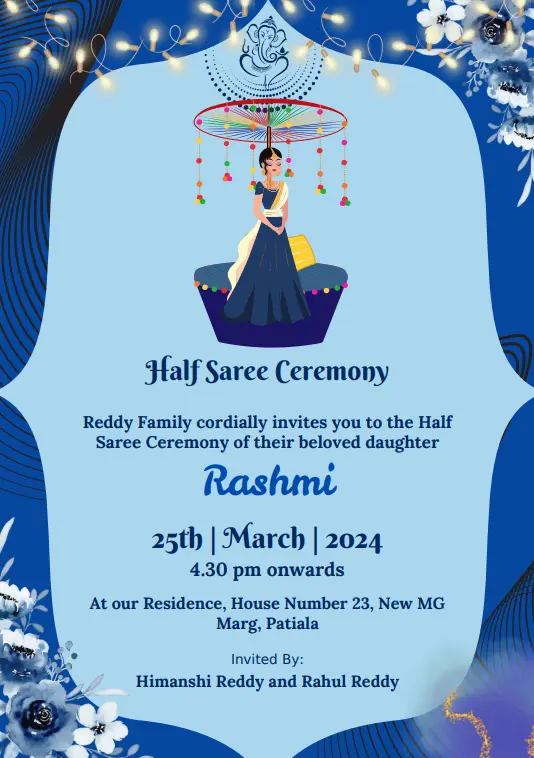 Half Saree Invitation