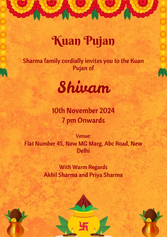 Kuan Pujan Invitation Online template