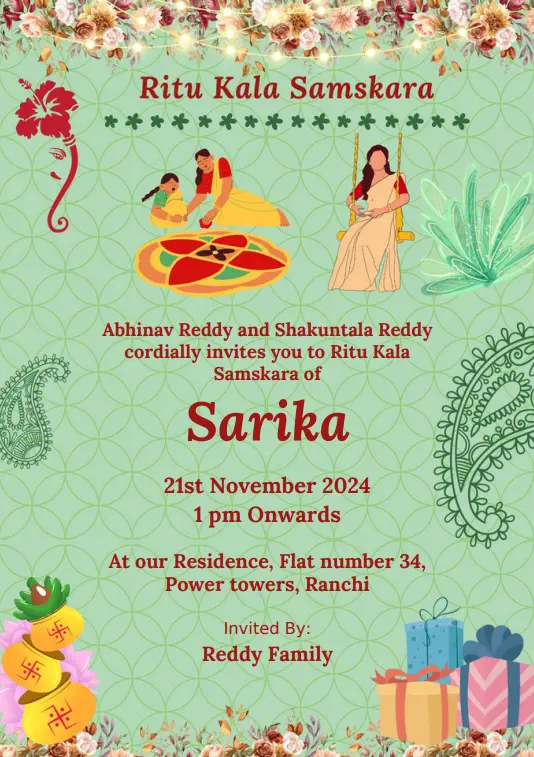Ritu Kala Samskara Invitation card
