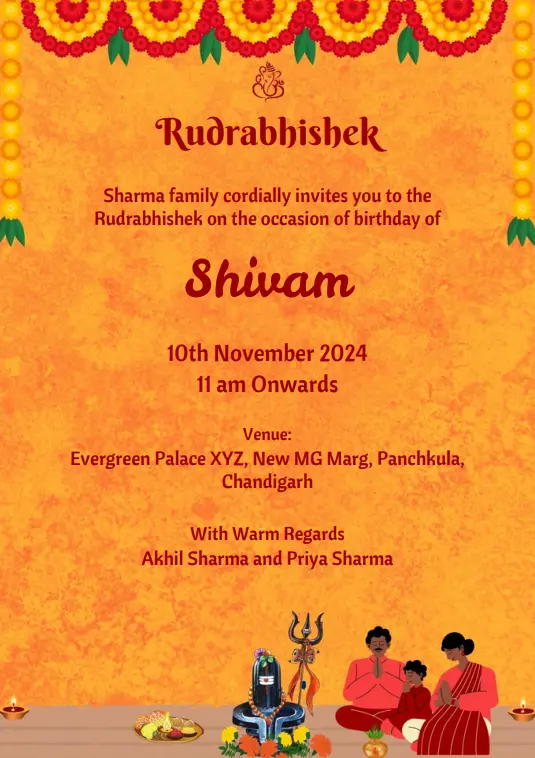 Rudrabhishek invitation online