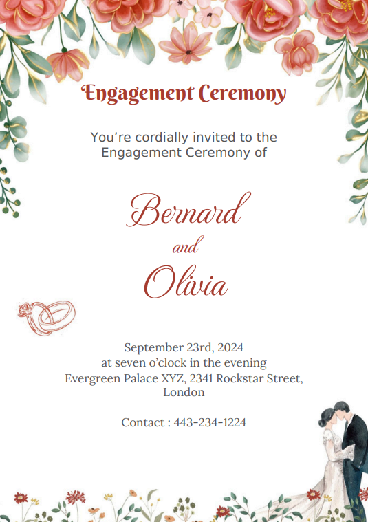 Engagement invitation in English