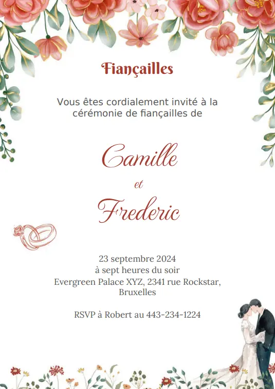 French Engagement Invitation card
