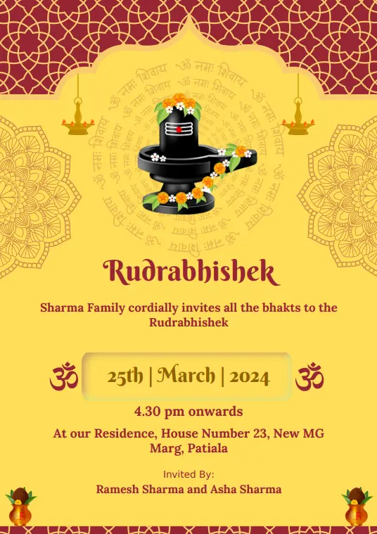 Rudrabhishek invitation
