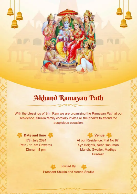 Ramayan invitation card template online